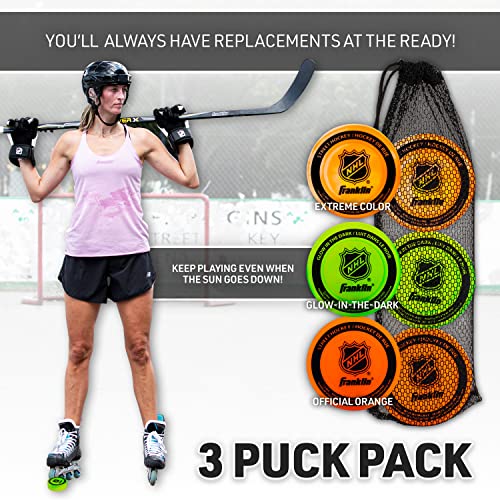 Franklin Sports NHL Street Hockey Pucks No Bounce Indoor + Outdoor