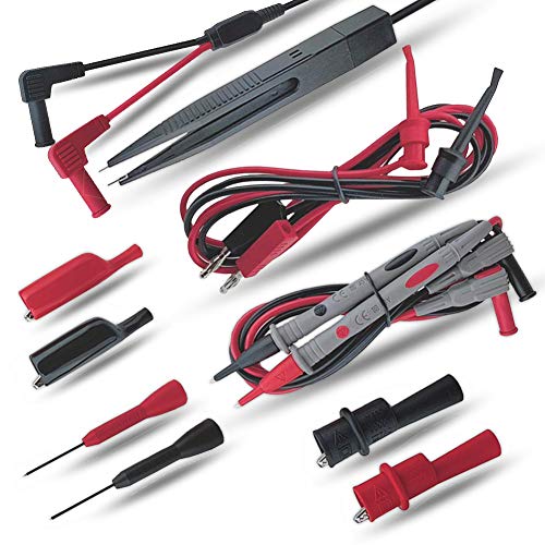 TKDMR Electrical Multimeter Test Leads Set with Alligator Clips Test Hook Test Pins Test Probes Lead Professional Kit 1000V 10A CAT.II Set of 12.