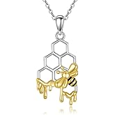 SHEAISRS Bee/Sunflower Necklace S925 Sterling Silver Heart Necklaces for Women