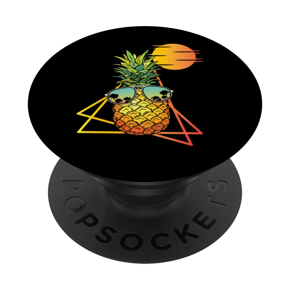 Funny 80s Pineapple Fruit Apparel Aloha Hawaii Beaches PopSockets Swappable PopGrip