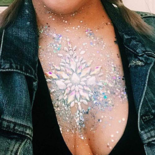 COKOHAPPY 3 Sets of Body Jewels Rave Festival Rhinestone Face Body Jewelry Stick On Crystal Tattoo Nipple Chest Crystal Body Gem Stones Bindi Stickers