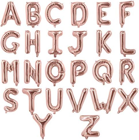 Letter Balloons, Rose Gold 16inch w Balloon Alphabet Balloons Foil Mylar Party Wedding Engagement Bachelorette Birthday Bridal Shower Graduation Anniversary Celebration Decor of 2019 BALLOON (W)