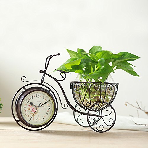 コーヒー色 ビンテージ風 自転車型おしゃれな置時計 両面 B01d4mhjqi コーヒー色 文字盤 グラス付き2色 置き時計掛け時計 人気ブランドの新作