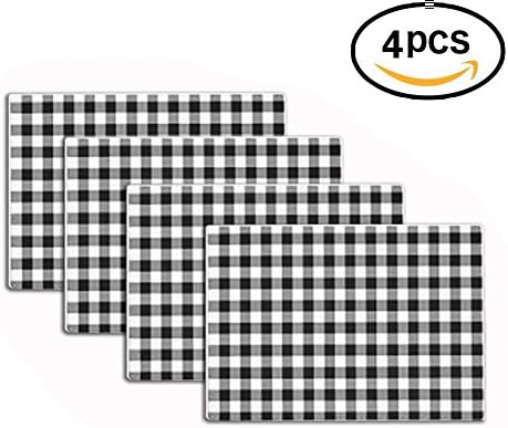 Buffalo Check Table Placemats Rectangle Black and White Plaid Table Placemats 12.6x18 Inches (Set of 4 )