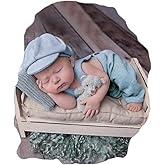 Cuvstvo Newborn Photography Outfits Boy - 2Pcs Baby Photography Props - Newborn Gentleman Suit - Suspender Pants with Beret - 0-3 Months (Blue)