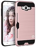 J7 Case, MP-Mall [Shock Absorbent] [Card Slot] Armor Hybrid Defender Shockproof Rugged Protective Cover Case For Samsung Galaxy J7 2015 (Rose Gold)