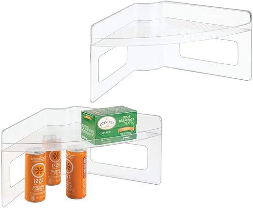 Amazon Com Mdesign Lazy Susan Storage Shelf With Handles For