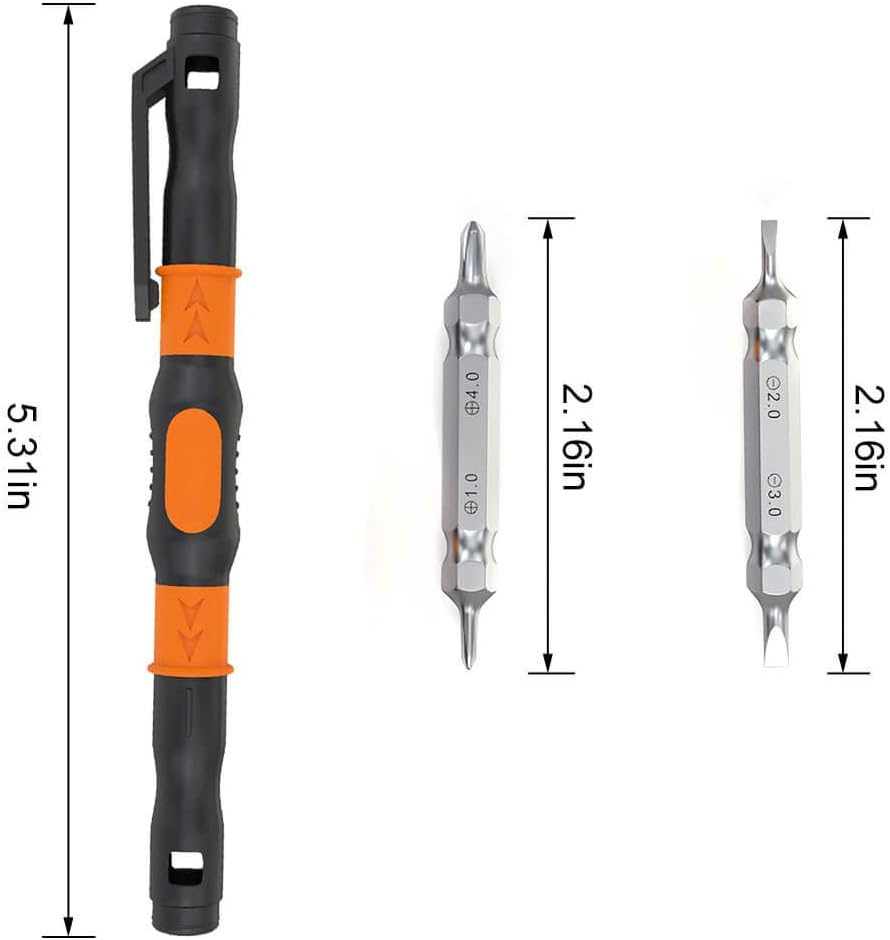 Portable Pocket Pen Screwdriver Set - Precision Screw Driver Multi-Tool Set with Philips and Flat Head Double Ended Magnetic Bits: Home Improvement