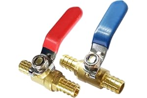 Uenede 2PCS LF Brass 1/2 Inch PEX Barb Full Port Shut Off Ball Valve Pipe Crimp Fitting for Hot and Cold Water