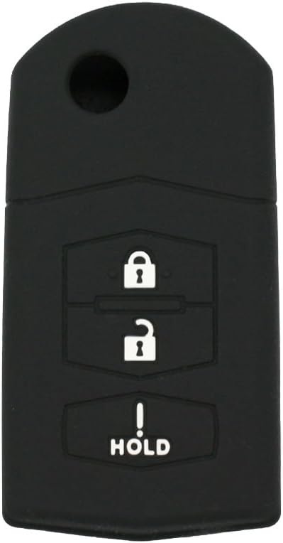 BROVACS Silicone Cover Protector Case Holder Skin Jacket Compatible with MAZDA 3 Button Flip Remote Key Fob CV2532 Black