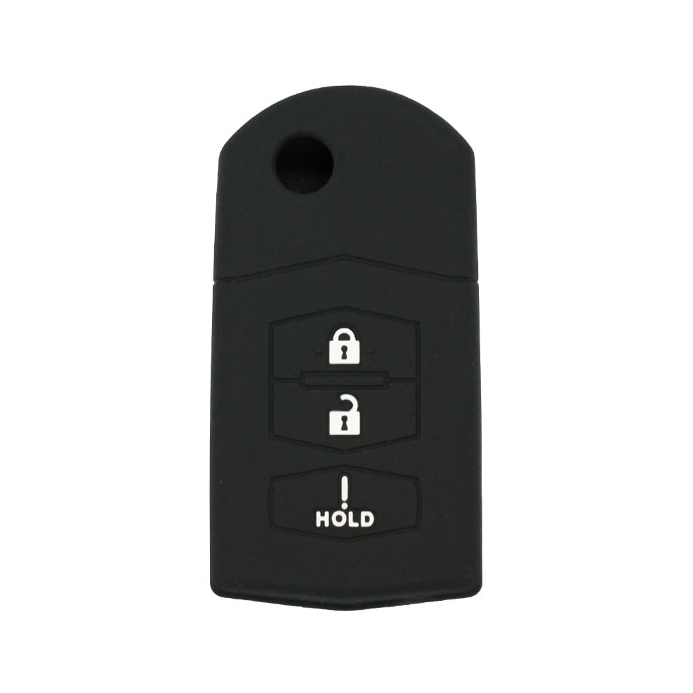 BROVACS Silicone Cover Protector Case Holder Skin Jacket Compatible with MAZDA 3 Button Flip Remote Key Fob CV2532 Black