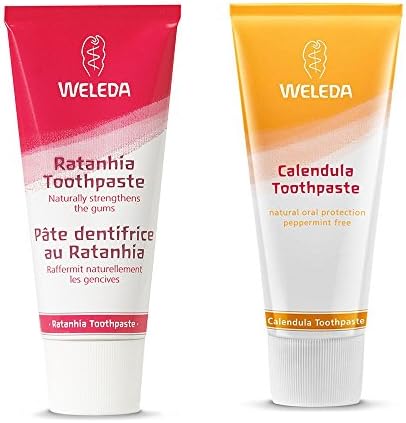 Weleda Calendula and Ratanhia All Natural Organic Toothpaste Bundle With Fennel Oil and No Surfactants or Synthetic Fluoride, 2.5 fl. oz. each