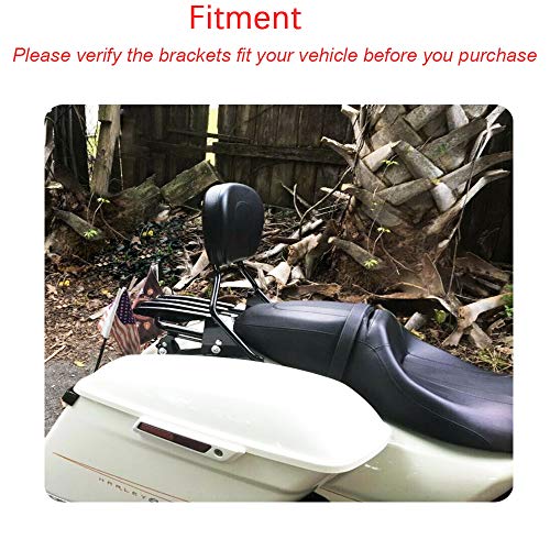 Detachable Gloss Black Triple Polished Passenger Sissy Bar W/Backrest Pad & Stealth Luggage Rack & 4 Point Docking Hardware Kit for Harley Davidson Touring Electra Glide Road Glide Road King Street G