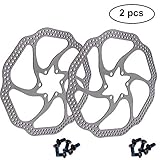 160mm 180mm 203mm Disc Brake Rotor with 6 Bolts Stainless Steel Bicycle Rotors Fit for Road Bike, Mountain Bike, MTB, BMX (Stainless Steel, 2pcs)