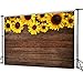 Mehofoto Sunflowers Brown Wooden Wall Backdrop Rustic Wood Sunflowers Birthday Party Background 7X5ft Vinyl Sunflowers Wood Birthday Party Photography Background