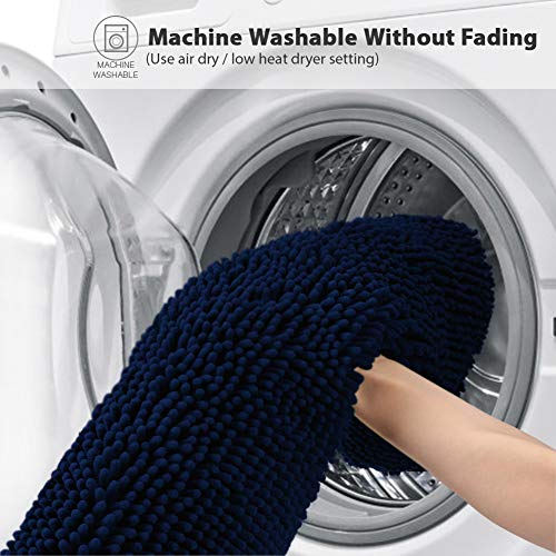 Secura Housewares Soft Microfiber Bathroom Rugs, 20 x 32 Inches Non Slip Bath Mat for Door, Bathroom & Kitchen with Water Absorbent, Machine Washable (Blue)
