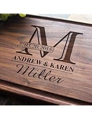 Straga Personalized Cutting Boards | Handmade Wood Engraved Charcuterie | Custom Wedding Gift, Housewarming Gift for Couples Monogram Designs 003