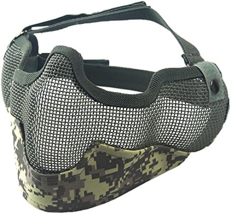 Steel and Nylon Tactical Airsoft Half War Game Face Mask Stalker Hunting Mesh Mask Protector with Adjustable Strap