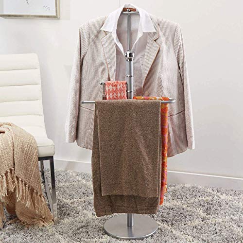StorageMaid Metal Suit Valet Stand - Gorgeous Chromed Metal with Finished Detail - Best Organization Solution for Bedrooms, Master Closets, and Dorm Rooms - Prime Gift Idea for Women
