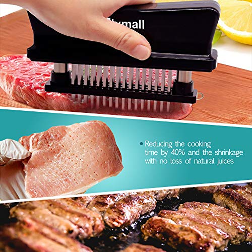 Meat Tenderizer, Kitchen Gadget Meat Tenderizers Tool with 48 Stainless Steel Sharp Needle Blade Tenderizing Beef, Chicken, Pork, BBQ, Marinade & Flavor Maximizer FDA Approved (Black) - Thumbnail 2