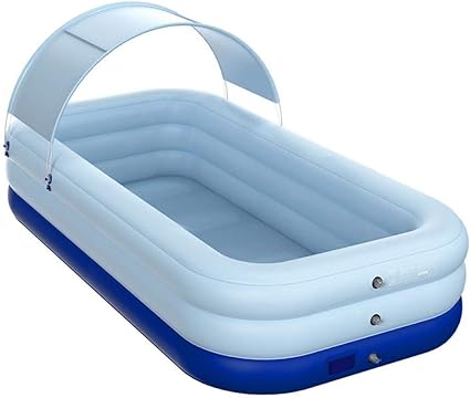 Amazon Co Jp Westsi プール ビニールプール 家庭用 子供用 Pvc 自動膨張 折りたたみ 長方形 ファミリープール 屋外大型プール 日よけ付き ベランダ おもちゃ 漏れ防止 大人と子供に向け 親子遊び 水遊び 暑さ対策 庭 海辺 子供用プール ブルー318x180x68cm おもちゃ