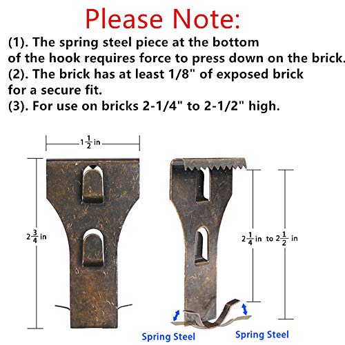 Damage Free Brick Wall Clips for Hanging, 7 Pack Rustproof Hangers for