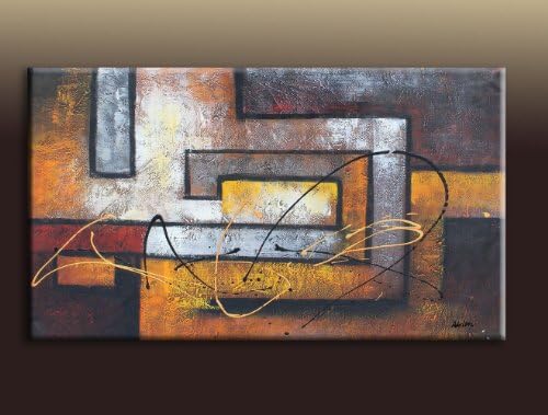 100% Hand Painted Original Oil Painting Abstract Wall Art by Artist Adrian Signed Very Thick Texture Vivid Color Modern Wall Decor 20x36 Large