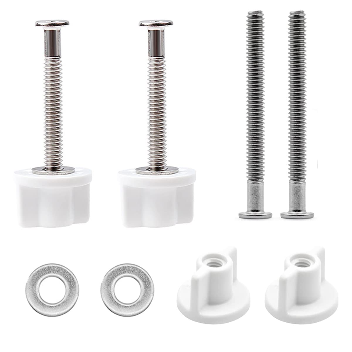 2 Sets Toilet Seat Screws and Bolts, Toilet Seat Fixings Fix Expanding Top Nuts Screws with Metal Washers Toilet Bolt Set for Replacing Top Mount Toilet Seat Hinges