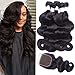 Flady Brazilian Body Wave Human Hair Bundles with Closure (20 22 24+16) Weave Bundles with Closure Human Hair 100% Unprocessed Brazilian Remy Human Hair Extensions With 4x4 Lace Closure