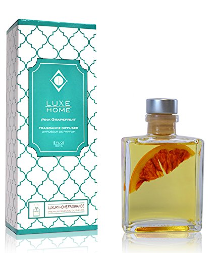Luxe Home Pink Grapefruit Fragrance Reed Diffuser Oil Gift Set | Infused with Real Fruit Inside The Bottle | Our Scented Sticks are Eco-Friendly & Made in The USA