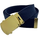 WAUNEE Canvas Belt with Brass Buckle - Military, Golf, Up to 55" Waist Size