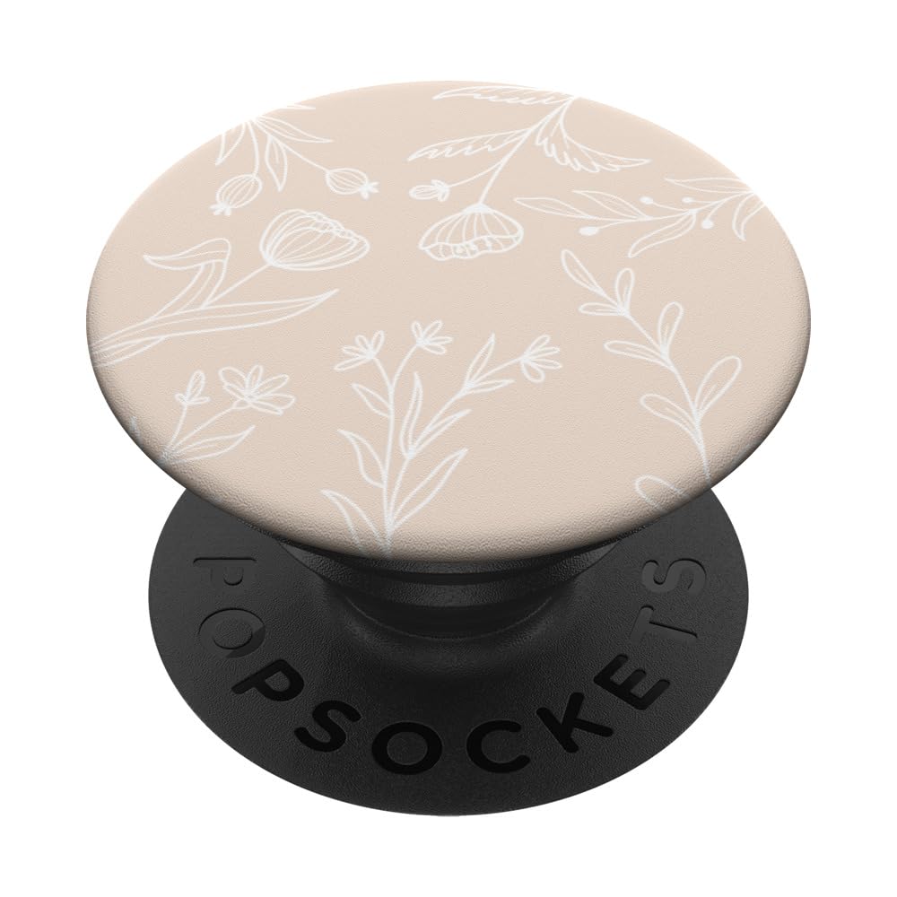 Vanilla / Cream / Beige Boho Leaves Leaf Flowers Flower PopSockets Adhesive PopGrip