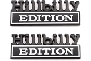 CARRUN 2 Pcs Hillbilly Edition Emblem Car Side Rear Front Hood Trunk Door Badge 3D Decal Sticker Fit for Truck SUV (Hillbilly, Black White) (CR-Edition)