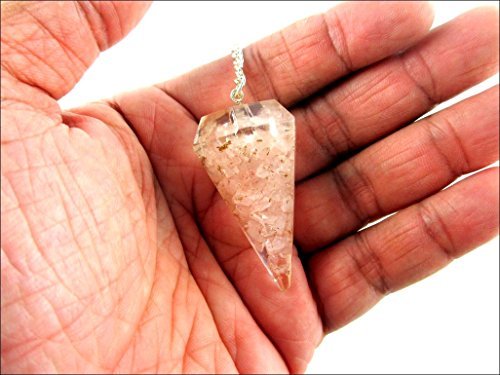 Jet Exquisite Rose Quartz Orgone Pendulum 2 inch Jet International Crystal Therapy Healing Power Peace Prosperity Divine Gemstone