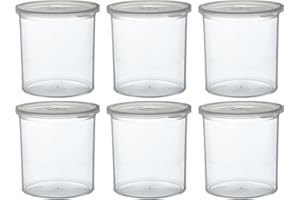 Carlisle FoodService Products Classic Round Storage Container Crock with Lid for Kitchen, Restaurants, Home, Plastic, 2.7 Quarts, Clear, (Pack of 6)