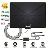 TV Antenna, Indoor Amplified HDTV Antenna 50 Mile Range with Detachable Amplifier Signal Booster and 16.5FT High Performance Coax Cable, Upgraded Version Better Reception