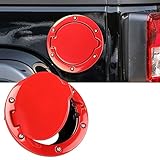 Gas Cap Cover-Red Tank Cap Fuel Filler Door for 2007-2017 2/4 Door Jeep Wrangler JK & Unlimited