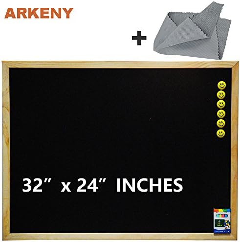 Porcelain Steel Magnetic Wall Mounted Chalkboard Wooden Frame Magnetic Chalkboard Sign - 24"x32" with Hangers Dual Purpose Magnetic Signboard Massage Sign
