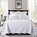 AYASW Bedspread Only Queen Size Lightweight Pinsonic White Bedspread All-Season 1 Piece The Copper Pattern for Queen Bed Reversible White and Light Grey Easy Care Summer Decor