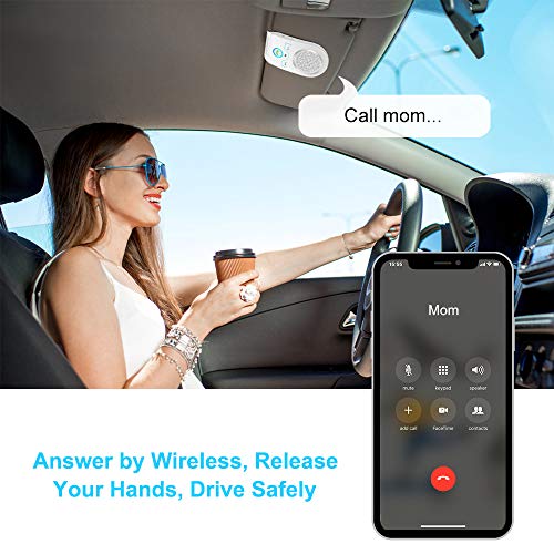 Upgraded 2019 Bluetooth Speaker for Car, Handsfree Car Kits with Enhanced HD Sound, Wireless in-car Speakerphone for Hands Free Calling | Siri & Google Assistant | 3W Speaker | GPS | Music Streaming - Thumbnail 2