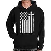 Tstars Mens Cross Hoodie - Christians USA Flag Hoodies for Men - Faith Graphic Pullover - Religious Patriotic Sweatshirt