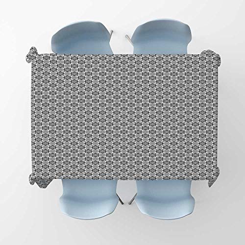 kungfu Decoration Black and Grey Printed Tablecloth Abstract Petal Silhouettes on a Grey Backdrop Ornamental Floral PatternRectangle/Oblong Table Cover W 54" x L 90" Black and Grey