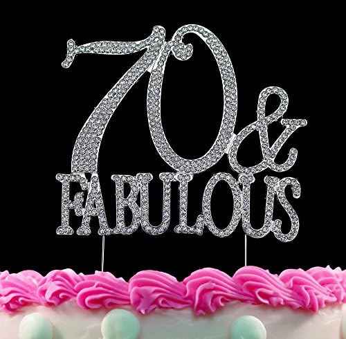 70th Birthday Cake Toppers 70 and Fabulous Silver Bling Birthday Decorations by Yacanna (Silver 70 & Fabulous)