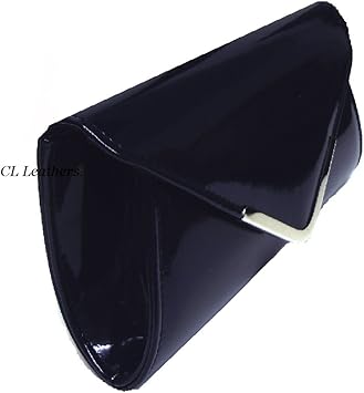 navy blue patent clutch bag