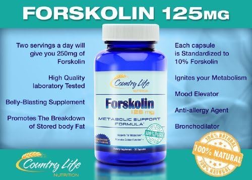 Forskolin 125mg Standardized to 10% - 100% Pure, High Quality Coleus Forskohlii Root Extract for Weight-Loss - 30 Vegetarian Capsules