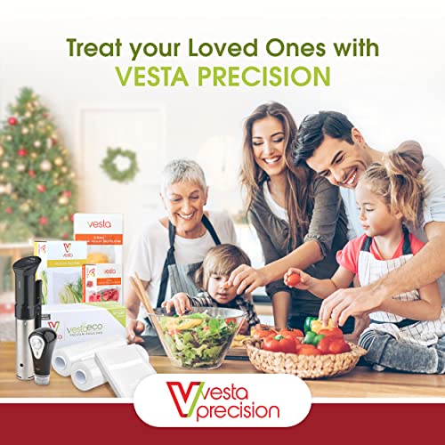 Vesta Precision Vacuum Seal Pouches - Clear and Embossed Vacuum Sealer Bags - Great for Food Storage and Sous Vide- 8 x 12 inches - 25 Vacuum Seal Bags Per Box