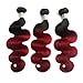 Prettiharr Two Tone Black to Maroon Ombre Hair Extensions Weaves 7A Peruvian Virgin Hair Body Wave Human Hair 3 Bundles 1B/99J Black+Burgundy 100g Mixed Lengths (20 22 24 inch)
