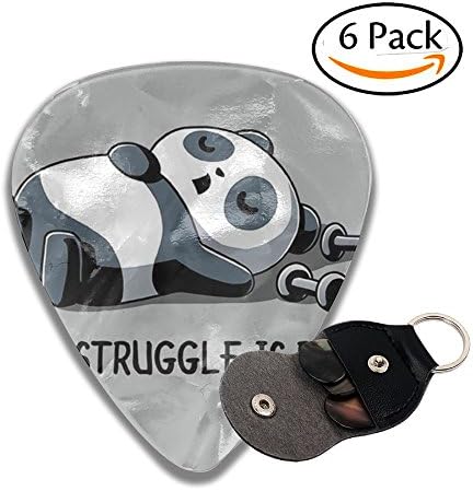 DRUIPO The Struggle Is Real Panda Celluloid Guitar Picks 6 Pack Includes Thin, Medium, Heavy & Extra Heavy Gauges