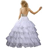 feelP0P0 Plus Size petticoats for women Crinoline Petticoat 4 Hoop Skirt 5 Ruffles Layers Ball Gown Half Slips Underskirt for Wedding Bridal Dress Floor Length