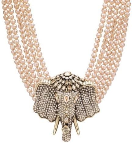 Chic Sheik 5-Row Golden Shadow Beaded Crystal Drop Necklace Swarovski